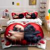 Puppies On Heart-Shaped Pillow Bedding Duvet Cover Set  (1*Duvet Cover 2*Pillowcases, Without Duvet Insert)