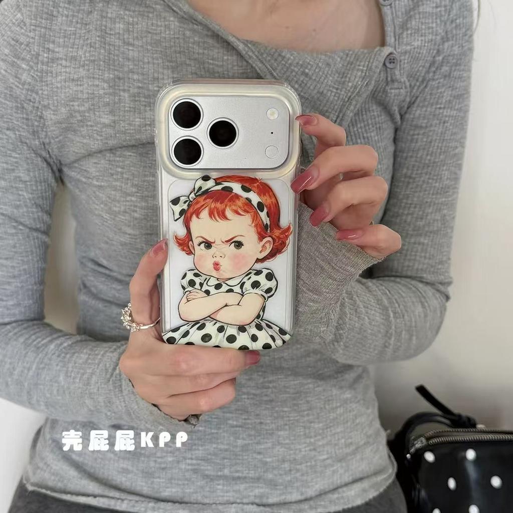 Semi-transparent matte cute playful little girl ins15 for iPhone17promax iPhone 16 mobile phone case 15