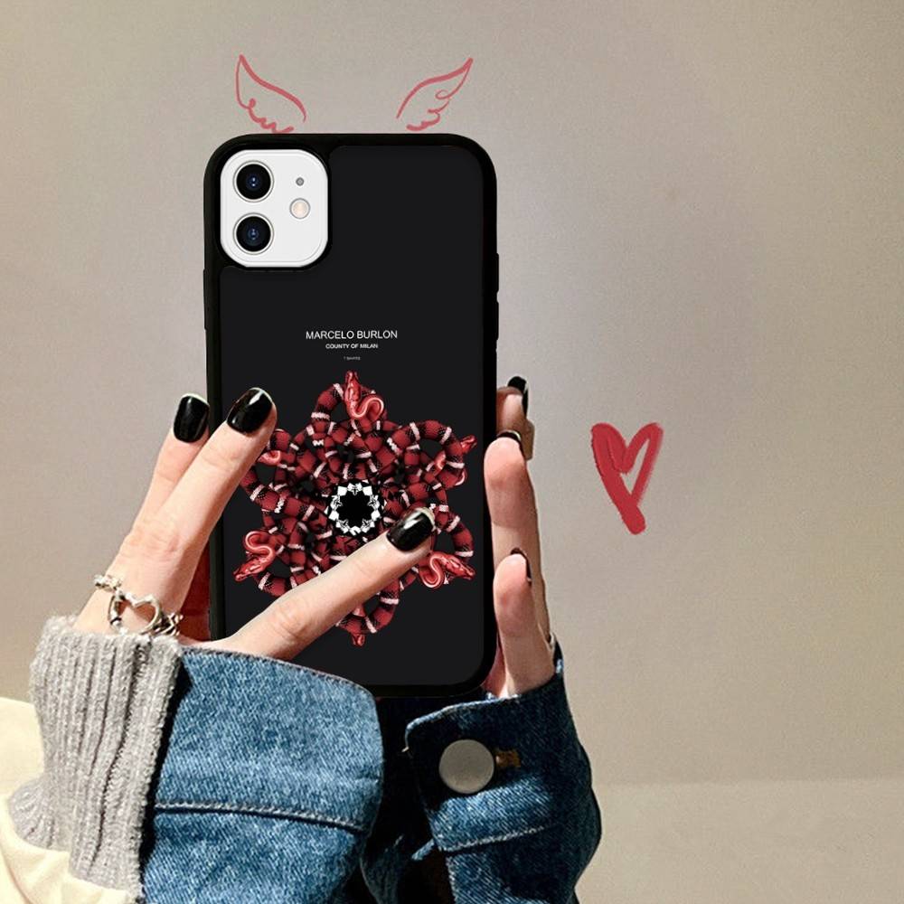 M-MARCELO B-BURLON PC+TPU Telefoonhoesje Voor IPhone 17 16 15 14 13 12 11 Pro Max Plus Kawaii Cartoon Cover
