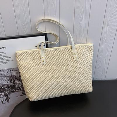 Geflochtene Mode-Handtasche mit großem Fassungsvermögen, vielseitig für Frühling, Schultertasche, Umhängetasche, Tragetasche