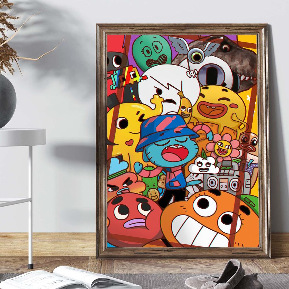 Uimitorul Amuzant W-world Of Gumball Poster Postere Anime Lipicioase Calitate HD Artă de Perete Postere Retro pentru Casă Decor Cameră Kawaii