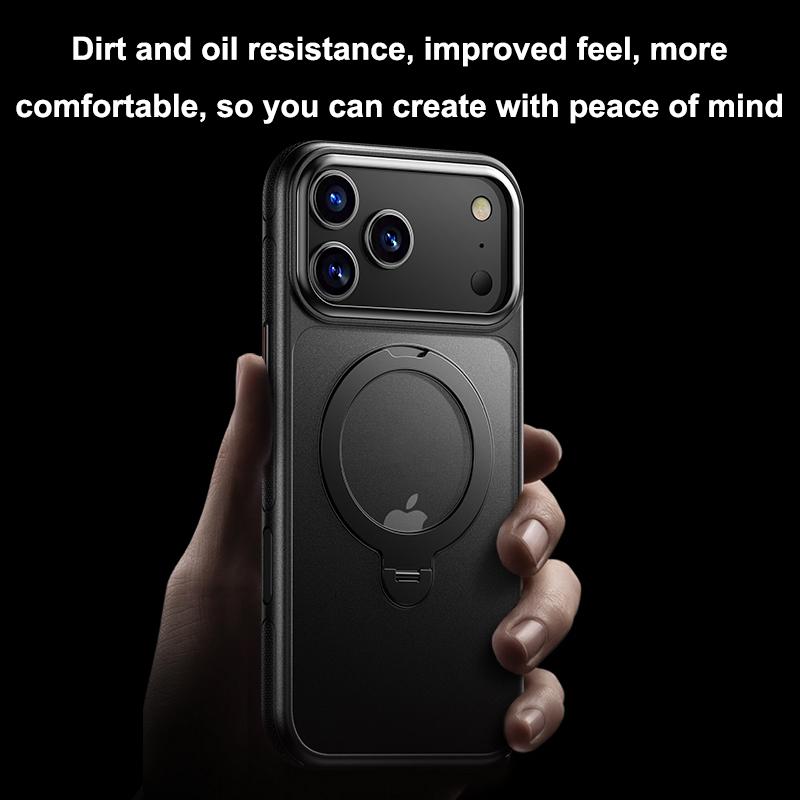 KEYSION 360° Rotating Magnetic Ring Stand Case for MagSafe for iPhone 17 Pro Max Matte Transparent Shockproof Phone Back Cover
