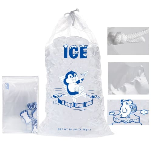 Yorajuy Small Ice Bags - 10 Portable Drawstring Ice Bags | Empty Ice Bags, Freezer Ice Storage Bags, Leakproof Ice Maker Bags for Freezer Ice Storage