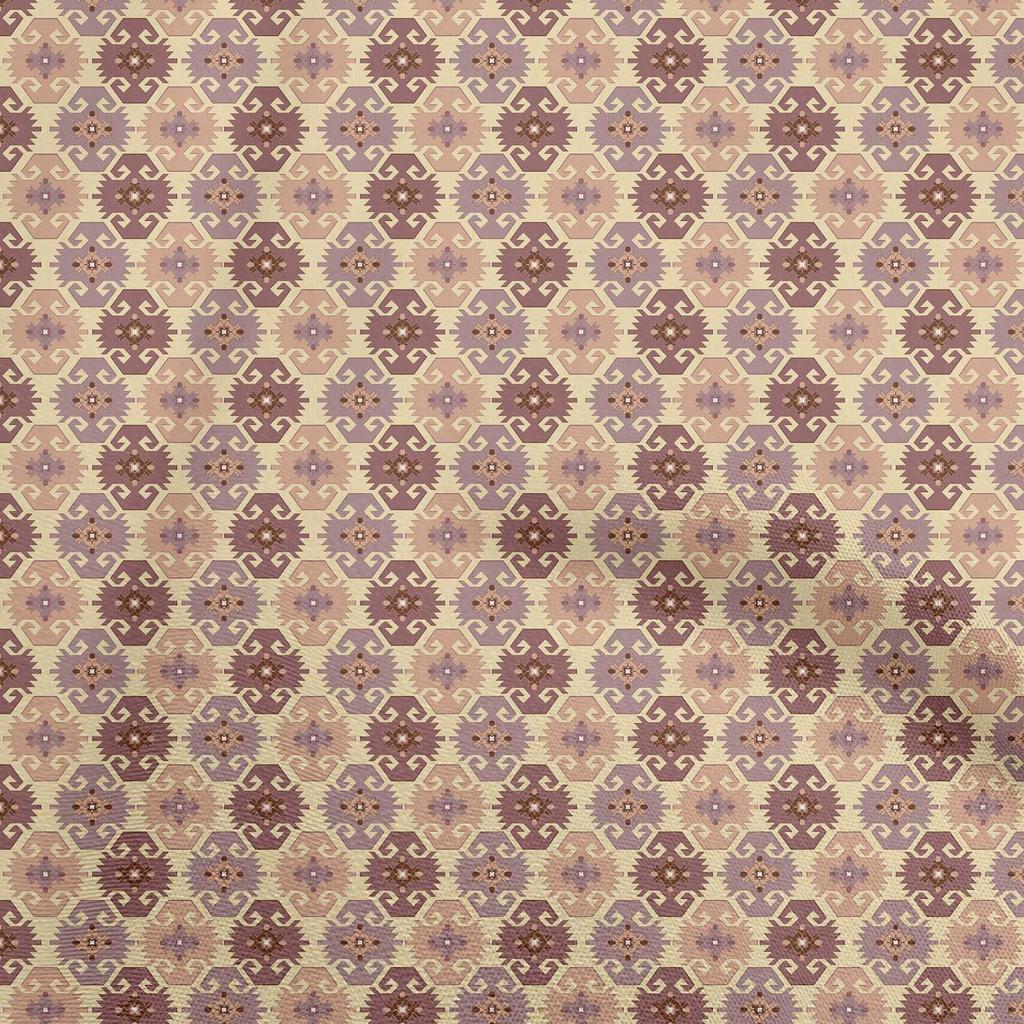 oneOone Cotton Flex Light Beige Fabric Asian Kilim Sewing Craft Projects Fabric Prints By Yard 40 Inch
