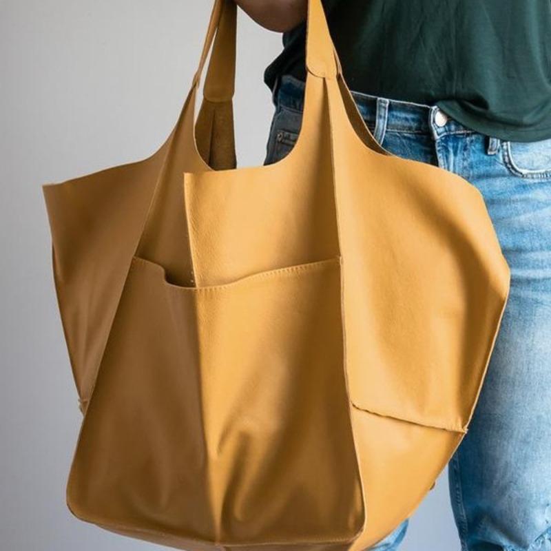 Retro simple new simple large bag soft leather large capacity shoulder portable tote women s bag