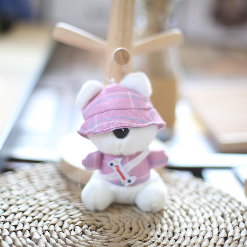 

Bunny Pendant Plush Toy Keychain Wearing Hat Rabbit Stuffed Doll Accessories Bag фиолетовый