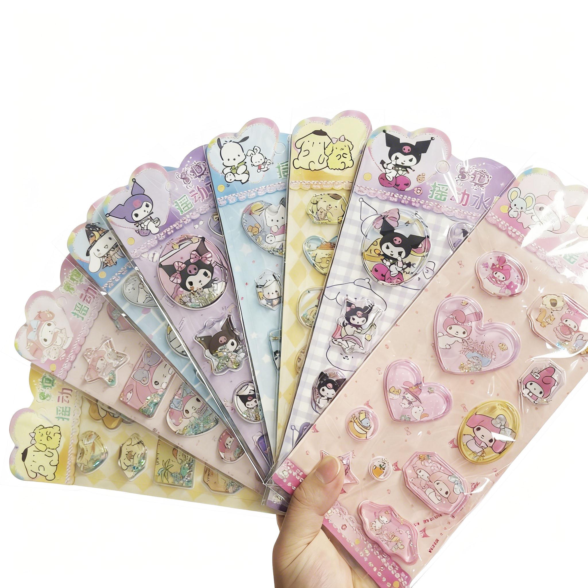 

New Black Beauty Swinging Water Sticker Children S Cartoon Cute 3D Quicksand Hand Note Diy Decoration Sticker (As shown-6335)-