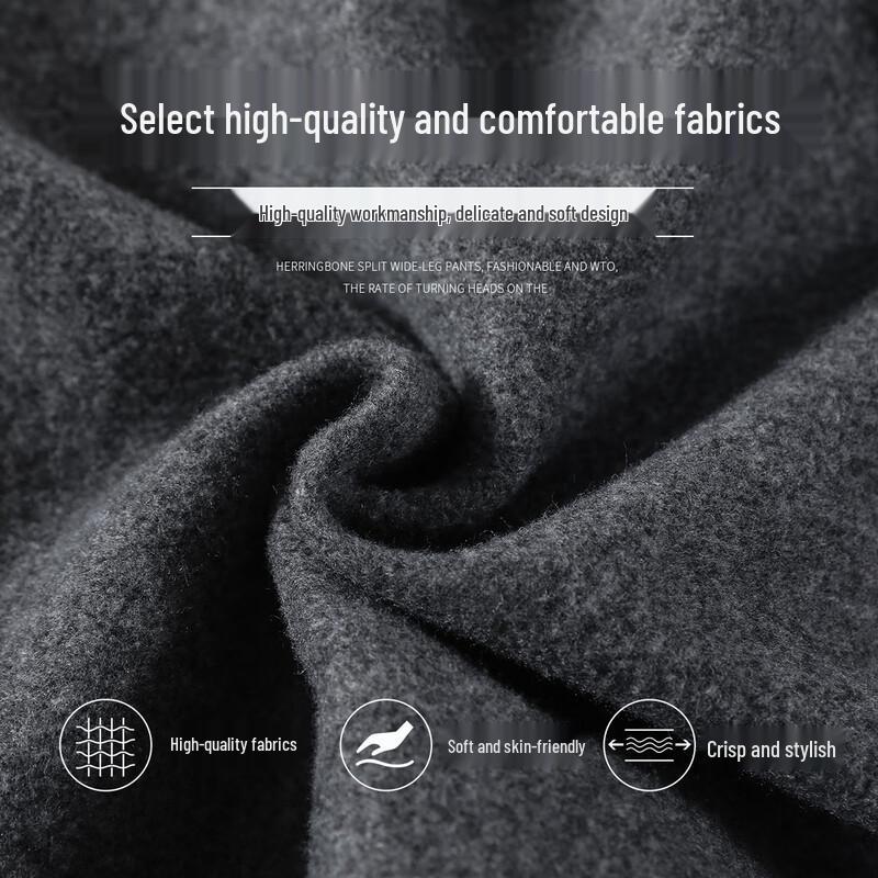 Handu Yishe Women's Wool Blend High-Waisted Wide-Leg Casual Pants