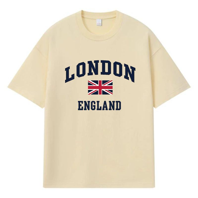London England Bedrucktes Grafik-T-Shirt Y2k Harajuku Streetwear 100% Baumwolle Lässiges Übergroßes Sommer-Herren-T-Shirt