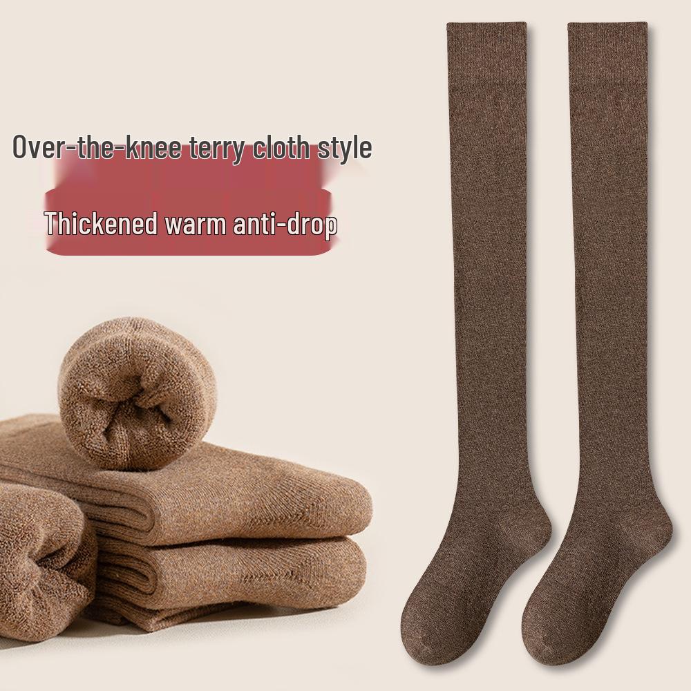 Women's Anti-Drop Warm Black Cotton Long Calf Socks - Autumn/Winter JK Style