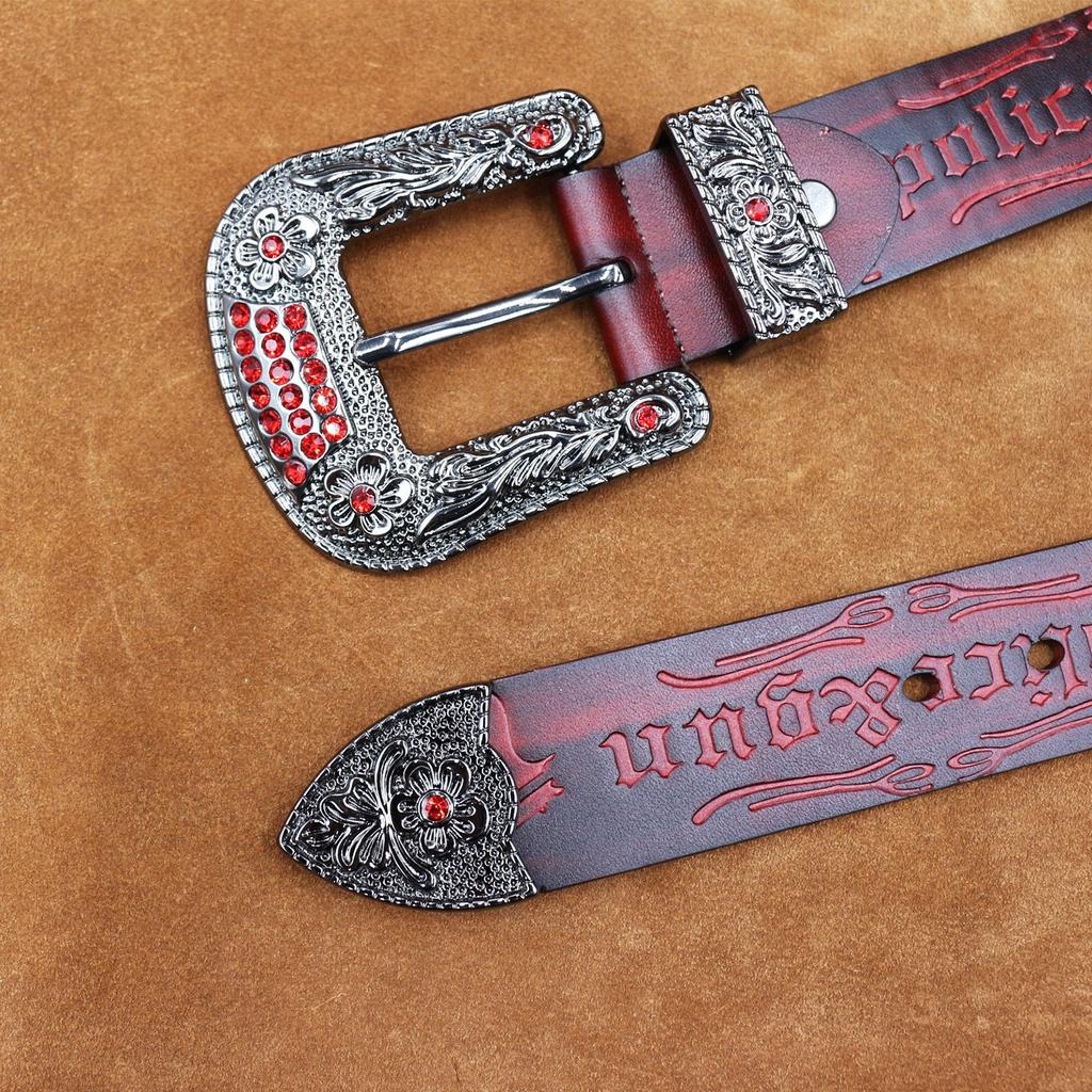 Belt Men'S Leather Embossed Retro Western Pure Cowhide Versatile Soft Belt Casual Jeans Belt