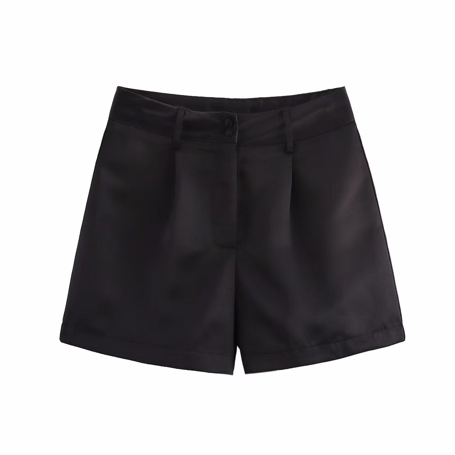 

Женская мода весна 2025: Шорты с высокой талией на пряжке, разноцветные, в европейском и американском стиле Small чёрный