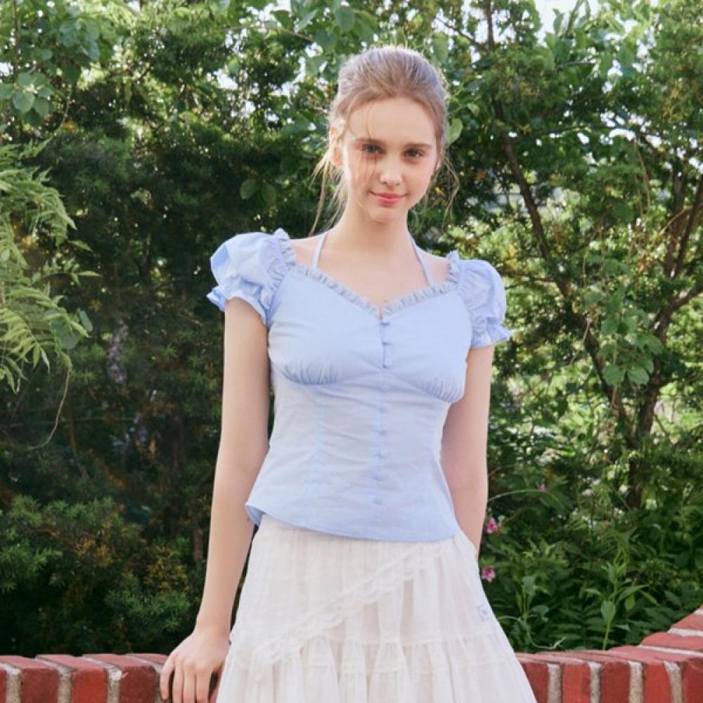EGOIST Halterneck Ruffle Blouse Blue Es2obl07
