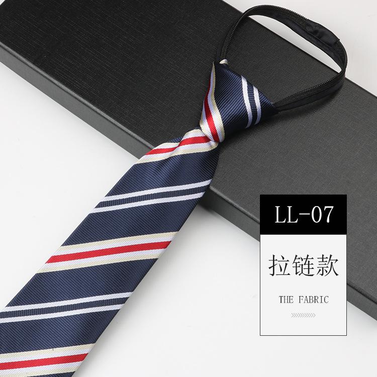 Tie Men'S, Business Zipper Work Security Shirt Striped Red Blue 8Cm Knot Free Easy To Pull