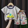 Summer Boy's Short Sleeved Cartoon Car Set