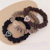 5Pcs Hair Ties Heart Decor Pleated Fabric High Elasticity Hair Ropes Lightweight Ponytail Holder Hair