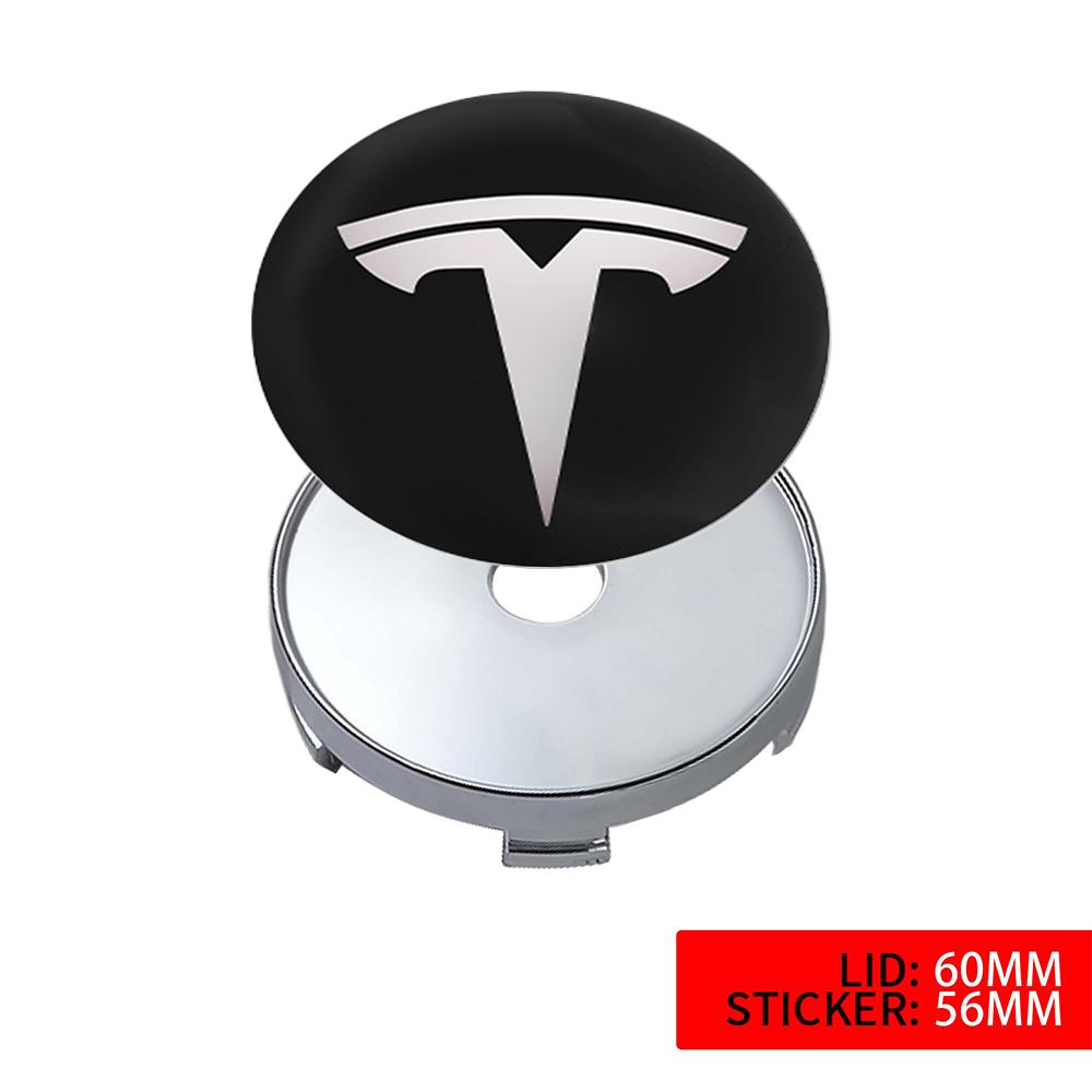 4pcs 56/60mm Car Wheel Center Cover Sticker Tire Hub Cap Badge Covers For Tesla Model 3 Model S Model X Model Y Coil Accessories