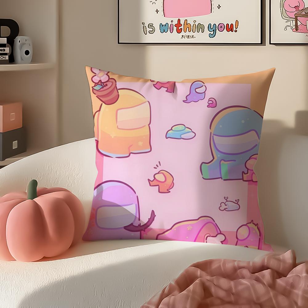 Fun Deduction Party Board Game AAmong Us Cushion Cover Pillowcase Short Plush Invisible Zipper Room Sofa Cushion Cover