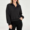 Women's Casual Loose Fit Long Sleeve Sweatshirt with Half Button Placket for Fall Winter