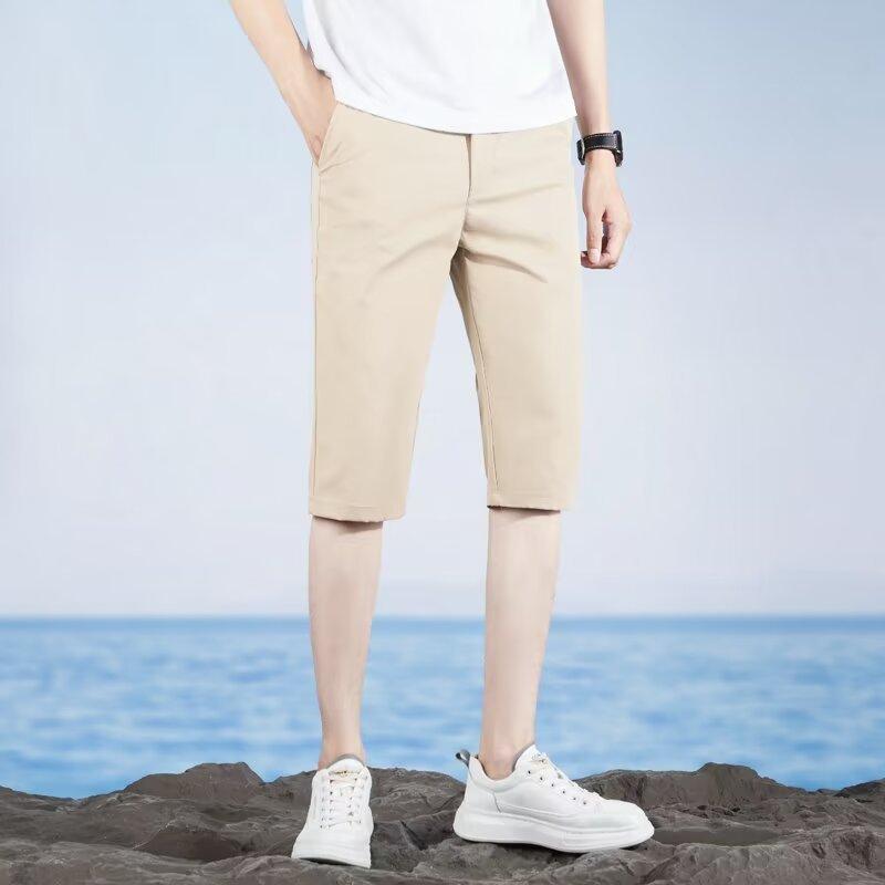 Summer New Suit Shorts Men's Fashion Casual Five-point Medium Pants Non-ironing Slim-fitting Thin Suit Shorts Men