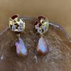 Natural colorful pink and purple baroque pearl stud earrings, special-shaped earrings, earrings, high-end romantic earrings, women's European and Amer