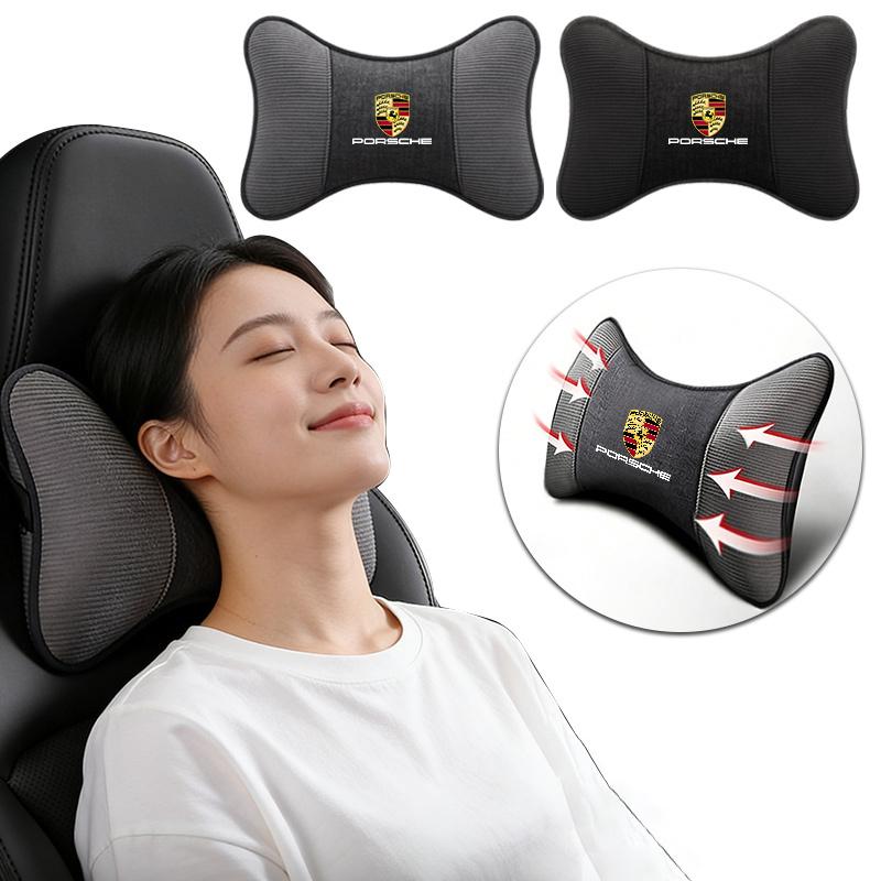 Car Seat Headrest Neck Support Pillow Soft Pad For Porsche Panamera Carman Macann Bobst Cayenne 911 981 991 970 996 Sticker