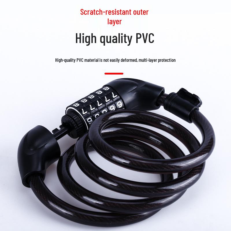 Five-Digit Combination Cable Lock for Bicycles and E-Bikes - Anti-Theft Steel Loop Lock for Mountain Bikes