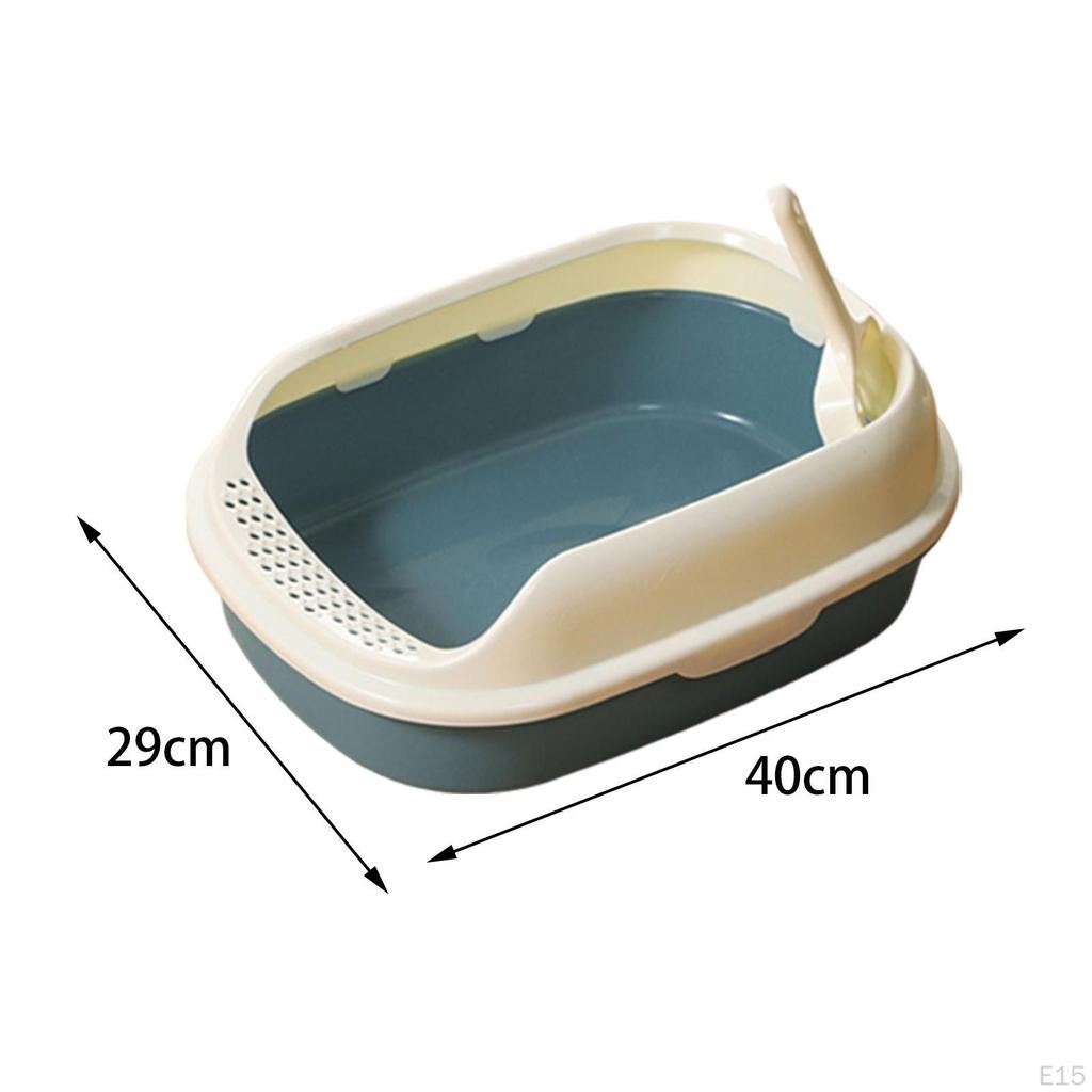 Cat Anti Splashing Kitten Potty Toilet Semi Enclosed High Sided Sandbox Bedpan for Indoor Cats,