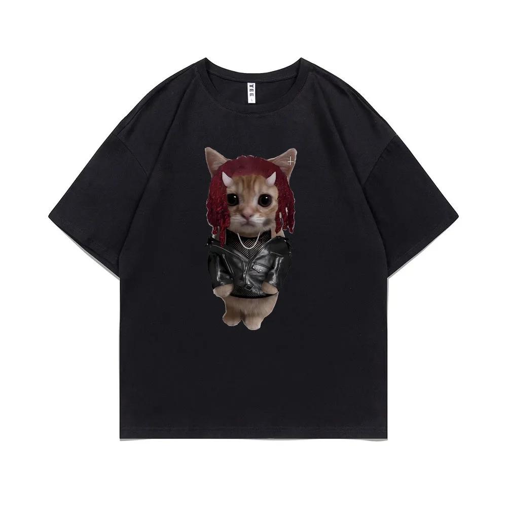 Rapper Playboi Carti Kitty T Shirt Male Vintage Pure Cotton Tshirt Funny Men Fashion Casual T-shirt Men's Hip Hop Tees 80157