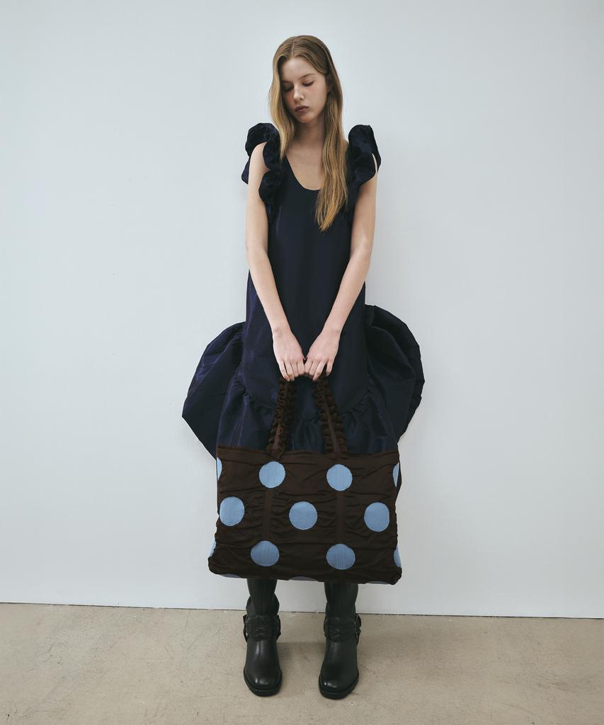 Pleatsmama Polka Dot Shopper Bag Brown