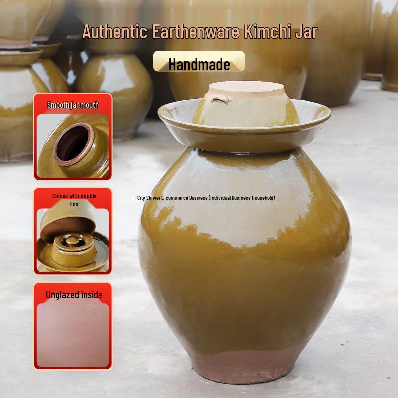 Large Earthenware Sichuan Pickled Vegetable Jar - Traditional Ceramic Sauerkraut Pot for Home Use