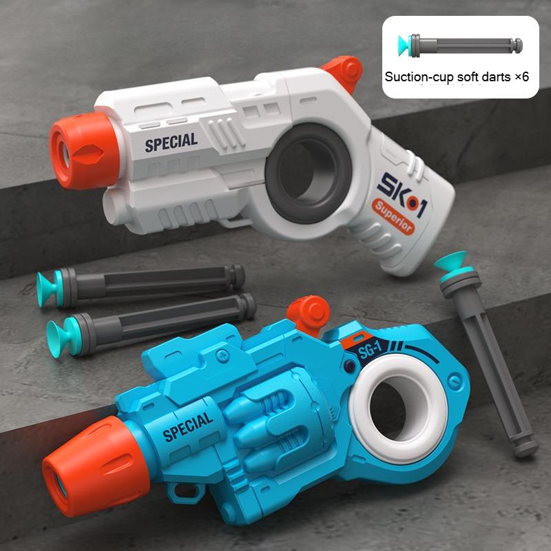 EDC Fidget Launcher Mini Blaster 2-Pack with Spinner Ring Includes 6 Suction Darts Stress Relief Toy Gift for Boys Teens