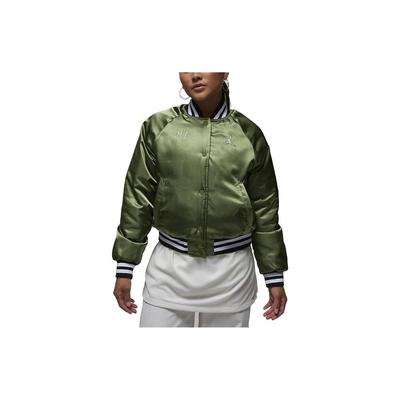 Gespleißte, bestickte Logo-Baseball-Kragen-Freizeitjacke für Damen, Oberbekleidung, Hellolivgelb, FB5154-340
