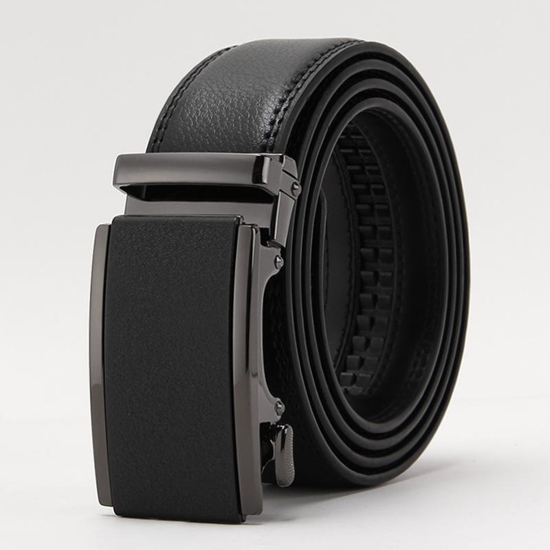 Frosted Automatic Buckle Edge Two-Layer Cowhide Belt, Business And Leisure Men'S Trendy Belt