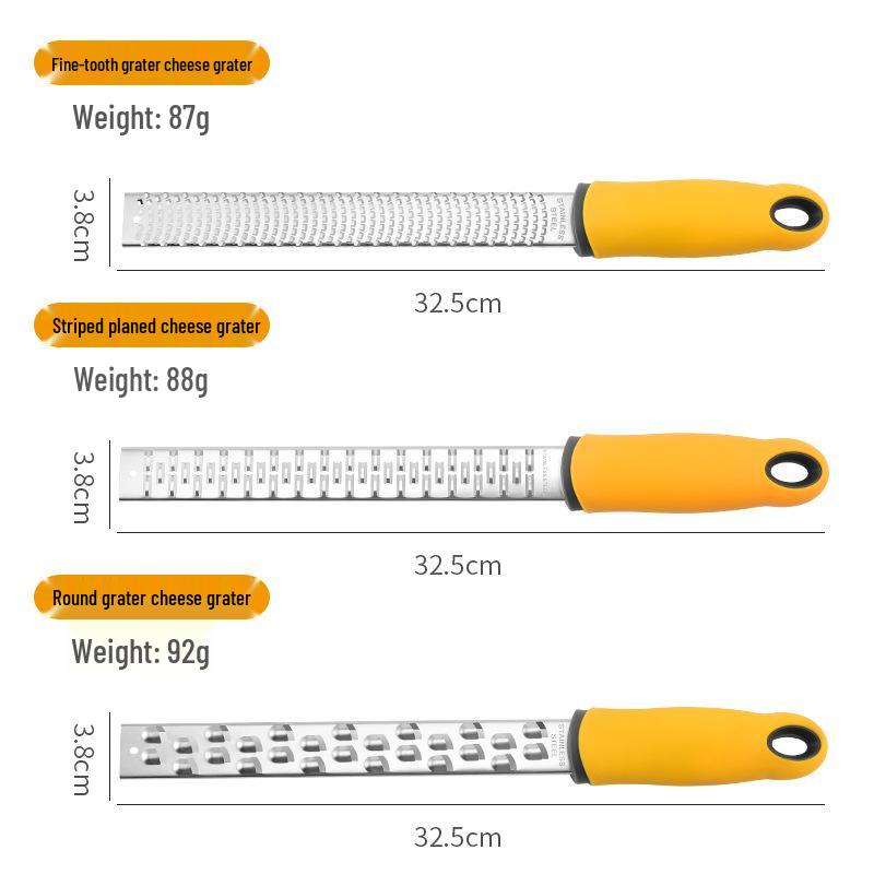 Versatile 304 Stainless Steel Grater with Rubber Handle - Cheese, Potato, Lemon Zester