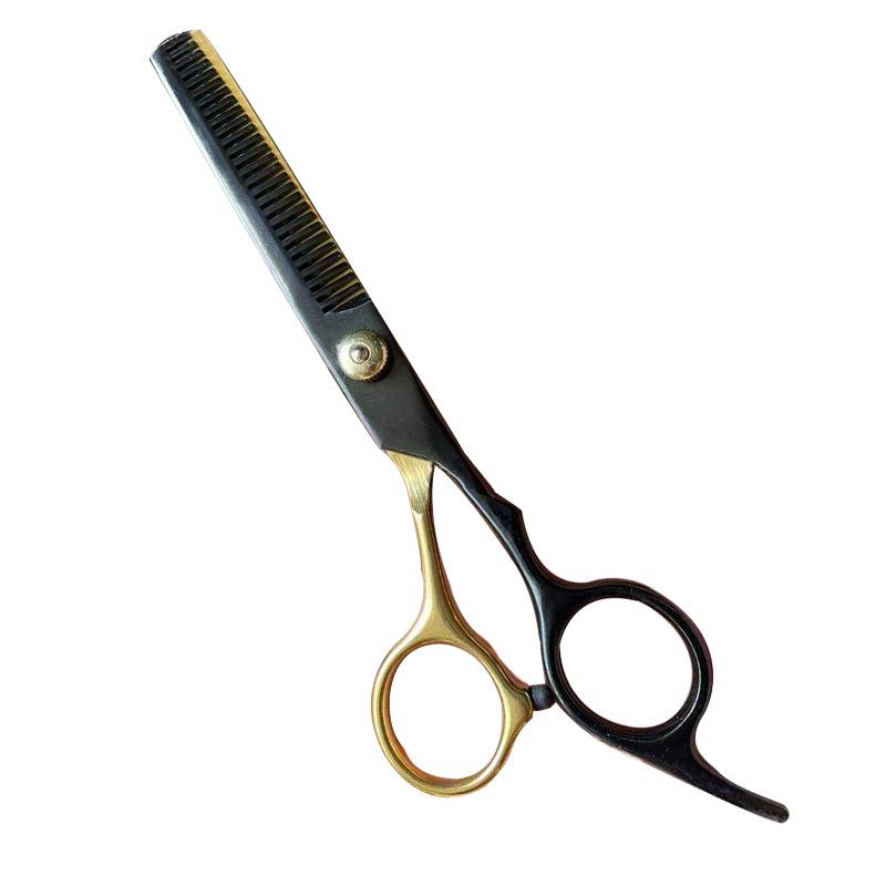 Black Gold Hairdressing & Pet Scissors Set - Serrated, Flat, Bangs, Oblique Tail.
