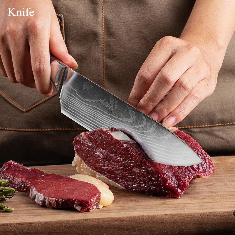 Küchenmesser-Set Damaskus-Kochmesser Professionelles Ausbeinmesser Japanisches Santoku-Fleischbeilmesser Küchenbedarf