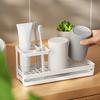 Stainless Steel Toothbrush Freestanding Bathroom Organizer for Toothpaste Products Rust-Resistant Toothbrush Toothpaste Holder
