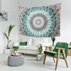 Bohemian Mandala Tapestry  Teal and White Floral Design Intricate Circular Pattern for Bedroom or Dorm De