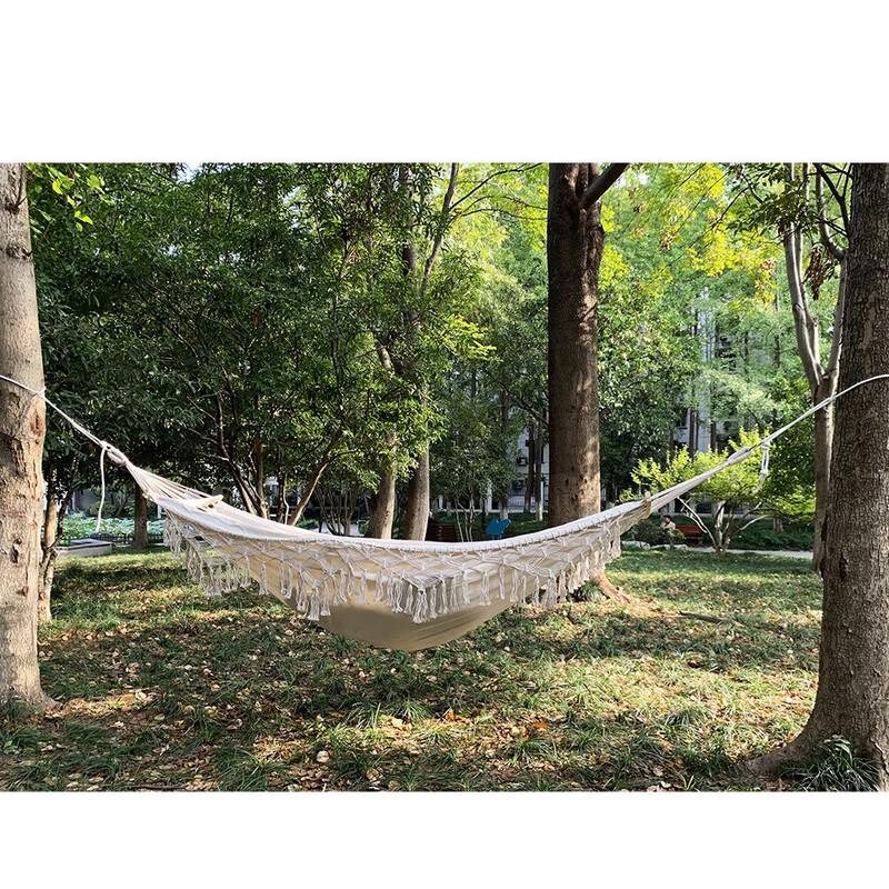 Outdoor Anti-Roll Canvas Tassel Hammock Chair