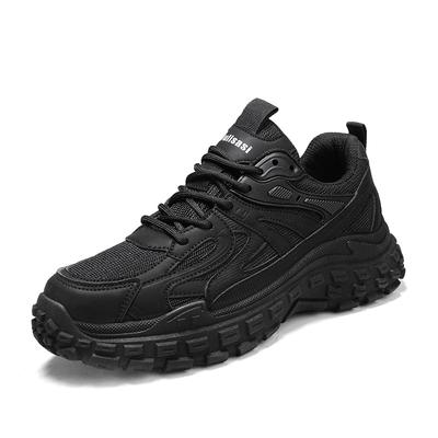 Reine Schwarze Herrenschuhe Frühling Mesh Sport Rutschfest und Abriebfest Baustelle Arbeit Arbeitsschutz Reifensohle Papa Trendschuhe