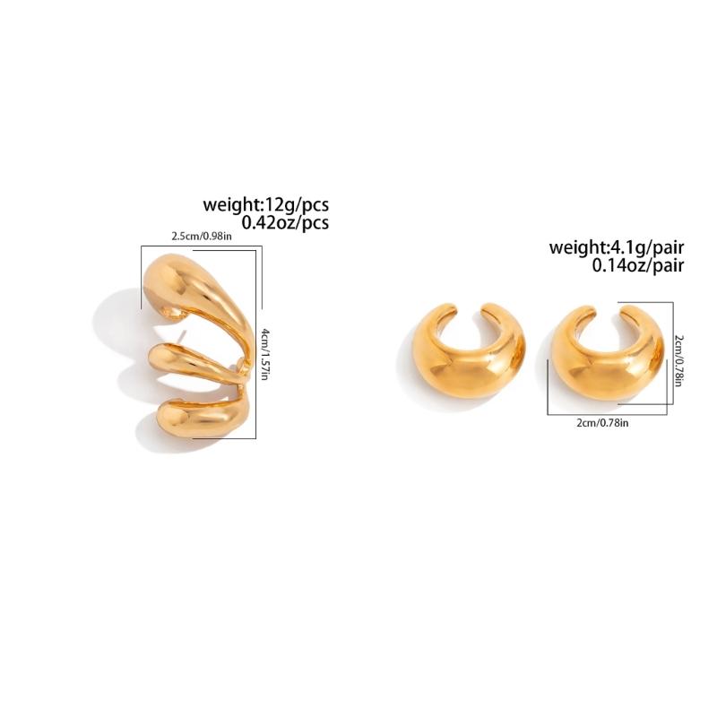 Artistic Layered Cutout No Piercing Earrings Double Tone Choices Lightweight Alloy Design Ear Accessories For Women