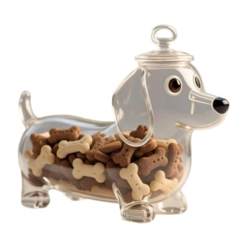 Clear Glass Pet Treat Jar Tight Lid Simple Storage For Parties Incidents