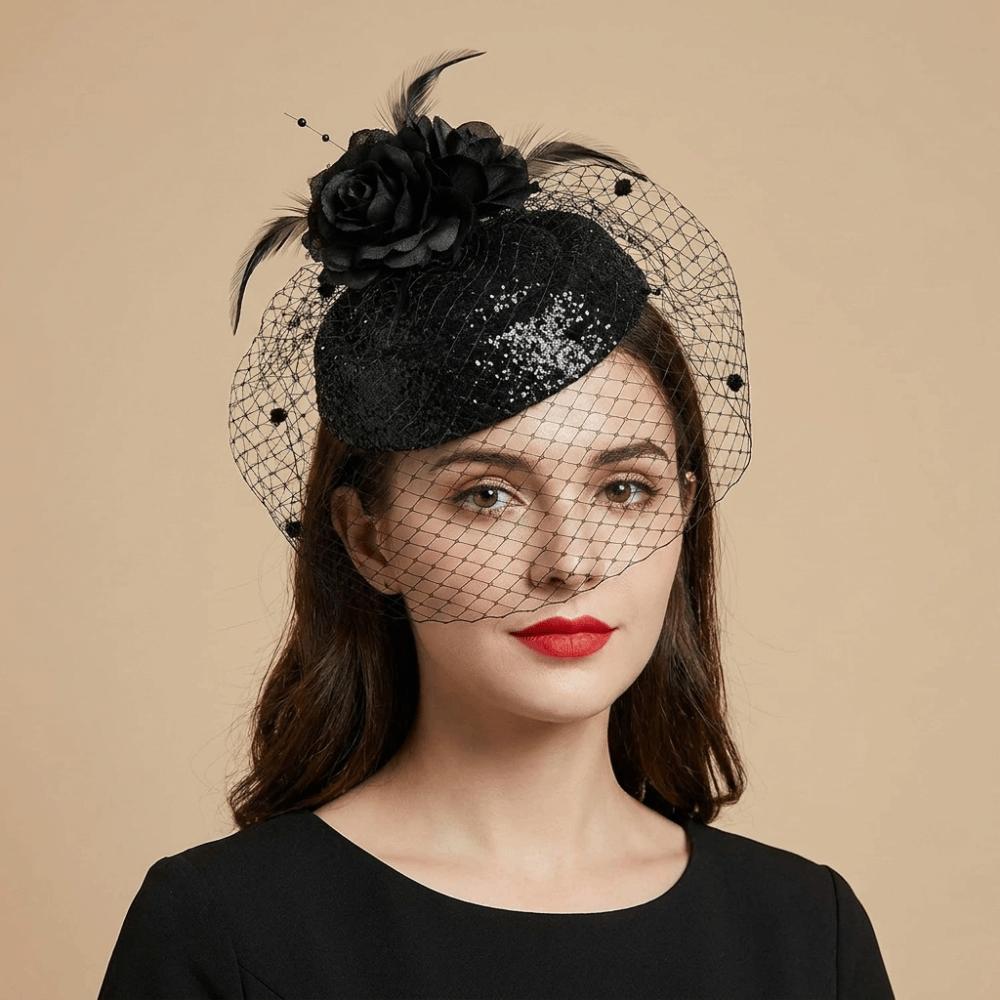 Wave Point Bridal Headdress Mesh Wedding Veil Hat Exquisite Felt Fascinator Hat  Bridal