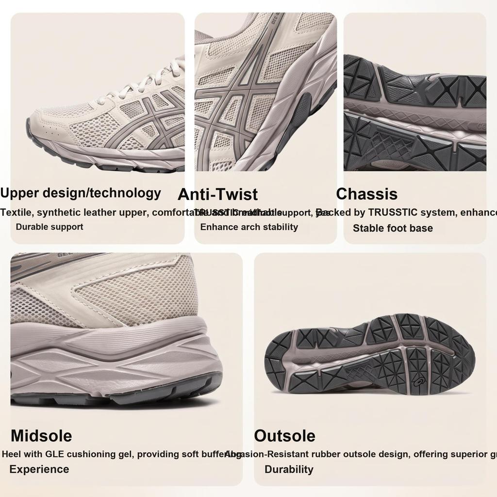 Asics Gel-Contend 4 Άνετα Ευέλικτα Υφασμάτινα Συνθετικού Δέρματος Παπούτσια Προπόνησης/Τρεξίματος με Χαμηλό Πάνω Μέρος Γυναικείο αθλητικό παπούτσι Μπεζ T8D9Q-021