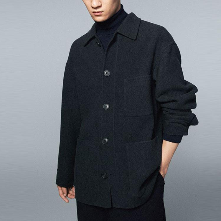 Uniqlo X Jil Sander Solid Color Long Sleeve Jacket Men jackets Black 446359-09