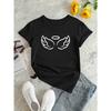 Casual Loose Summer T-Shirt with a Fun Angel Wings Cartoon Print