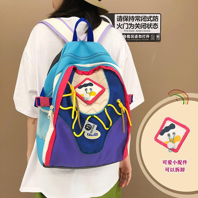 Personalized Versatile Backpack, New College Style Schoolbag, Large-capacity Color Matching Backpack for Junior High School and High School Students
