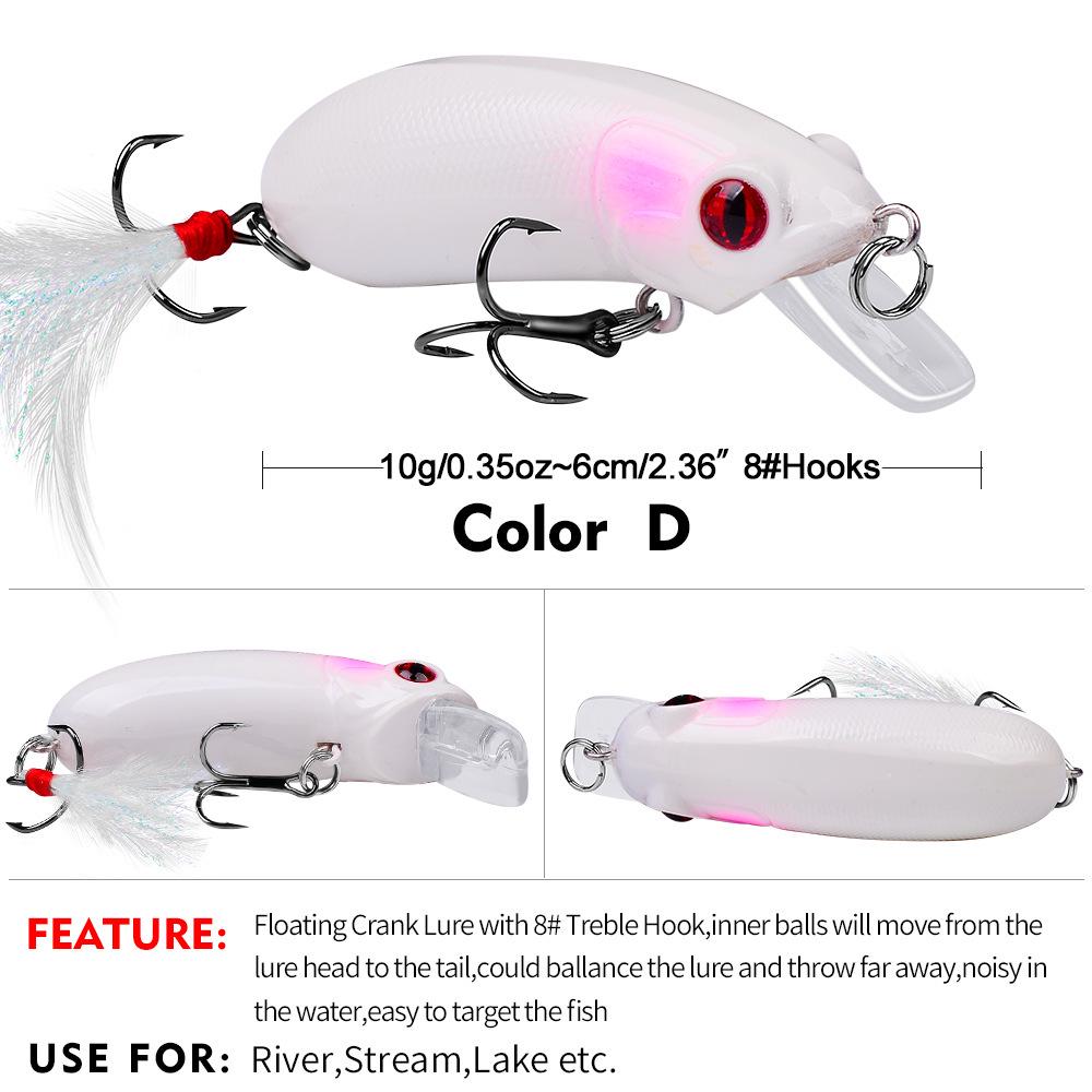 9-Color Mini Chubby Fishing Lure, 6.2cm, 10g, Model DW1109