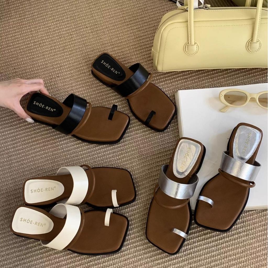 French fashion wedge heel shoes cool slippers 2025 summer soft-soled foot slippers toe thick-soled slippers women's summer outer wear